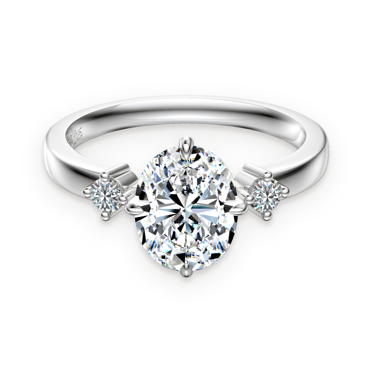 Anillo de tres piedras de moissanitas 2 ct en plata