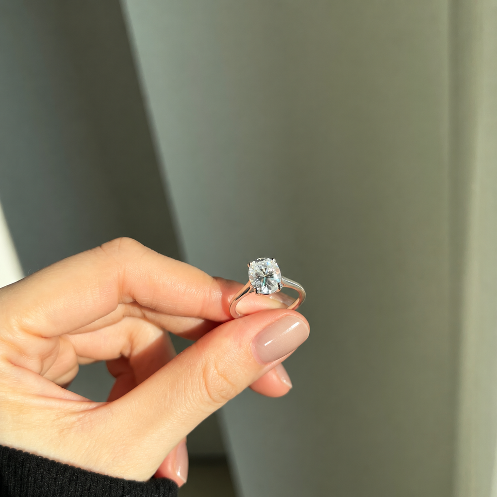 Anillo solitario de moissanita 3,0 ct en plata