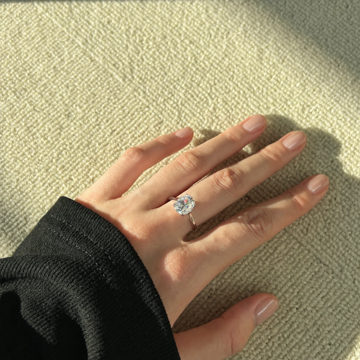 Anillo solitario de moissanita 3,0 ct en plata