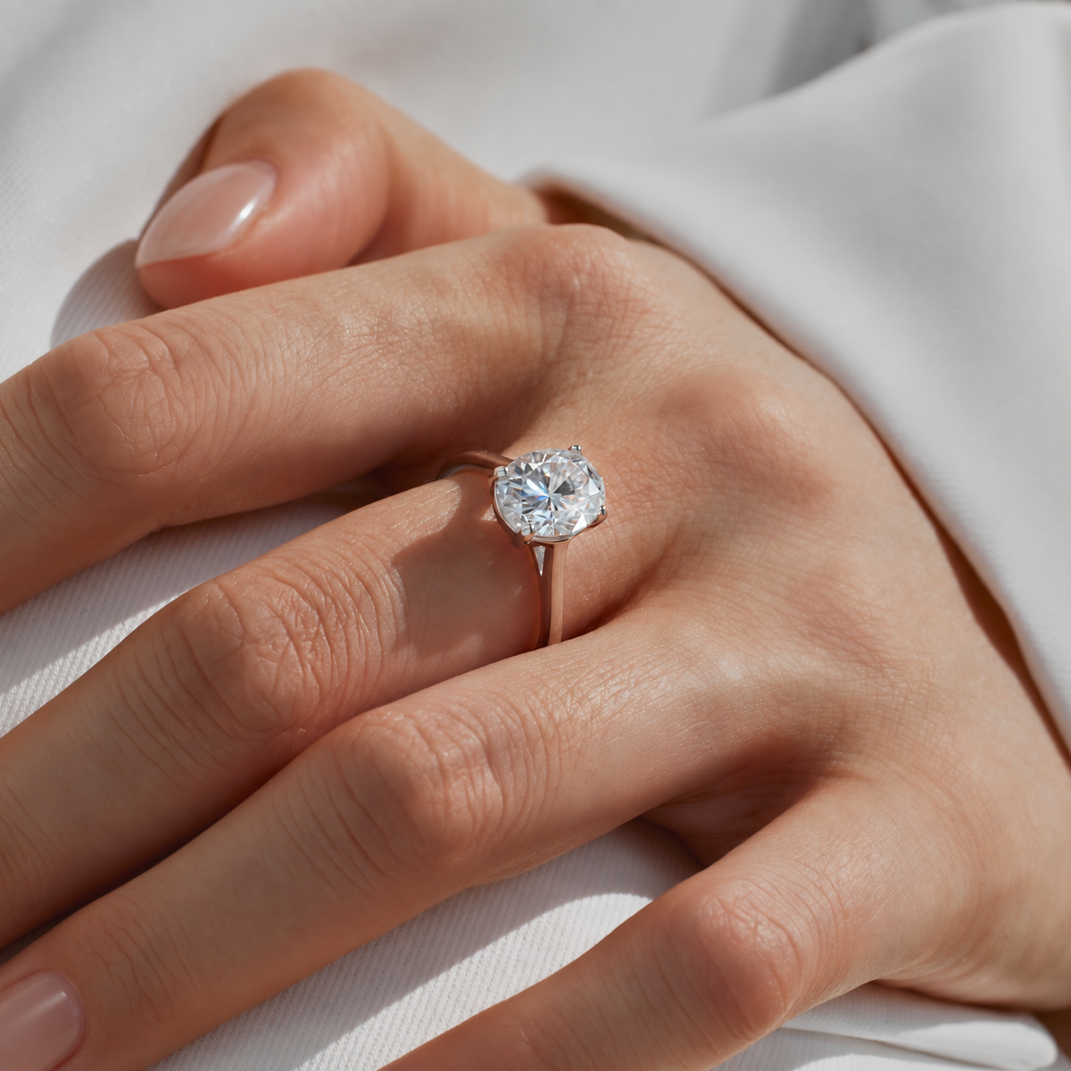 Anillo solitario de moissanita 3,0 ct en plata