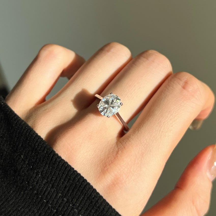 Anillo solitario de moissanita 3,0 ct en plata