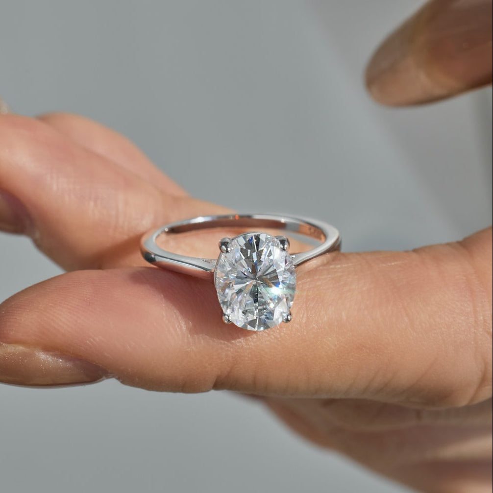 Anillo solitario de moissanita 3,0 ct en plata