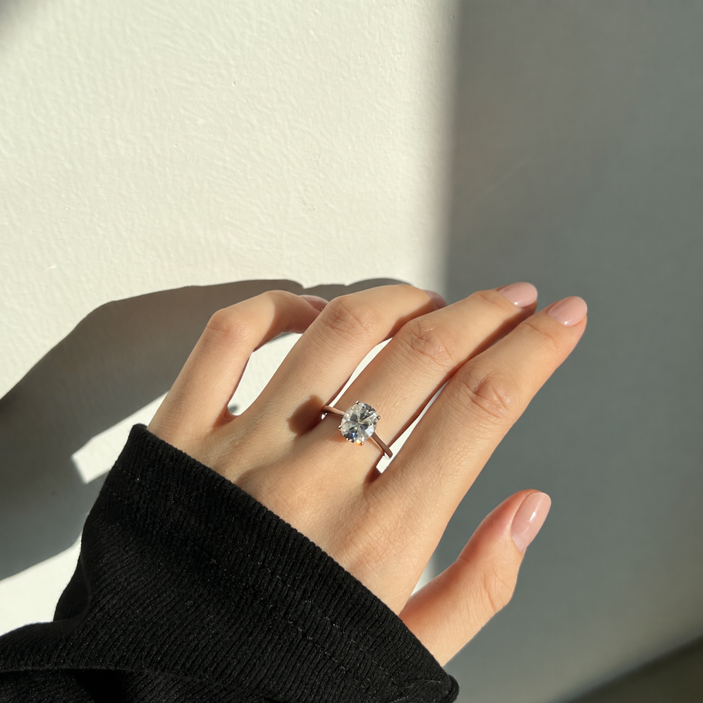 Anillo solitario de moissanita 3,0 ct en plata