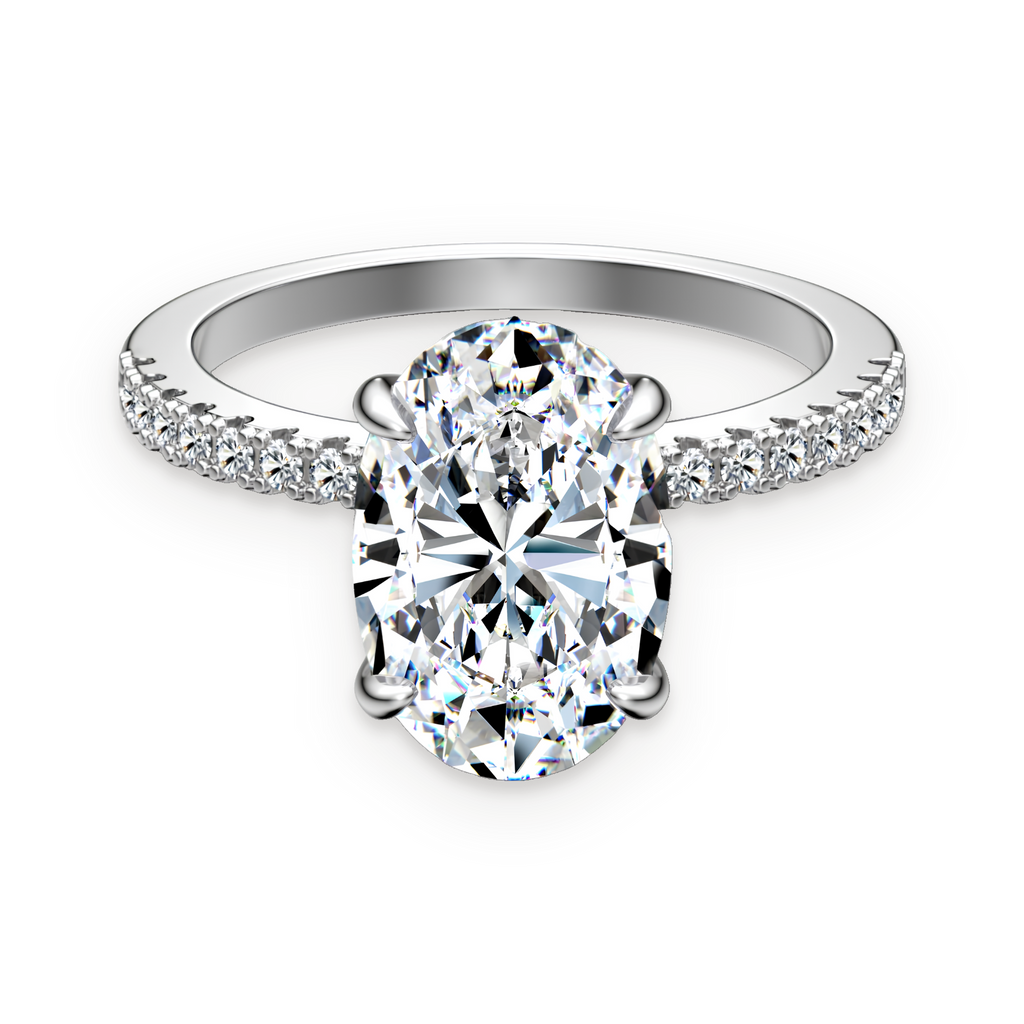 Anillo solitario oval de moissanitas 4,5 ct en plata