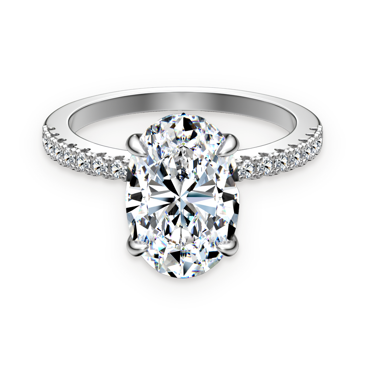 Anillo solitario oval de moissanitas 4,5 ct en plata