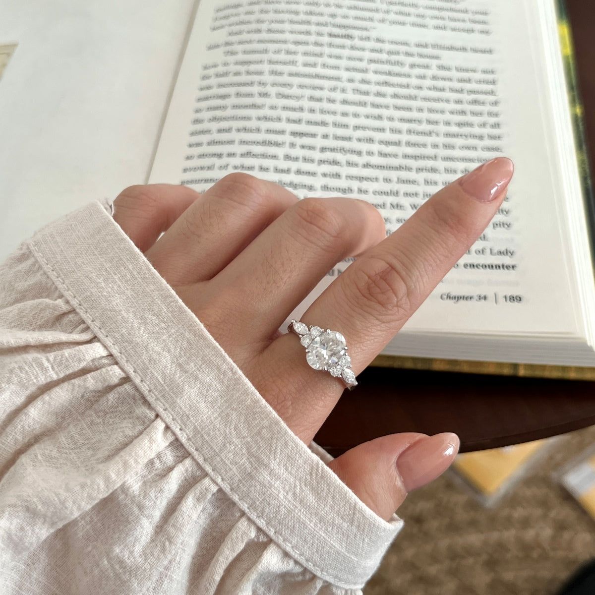 Anillo de tres piedras de moissanitas 2,5 ct en plata