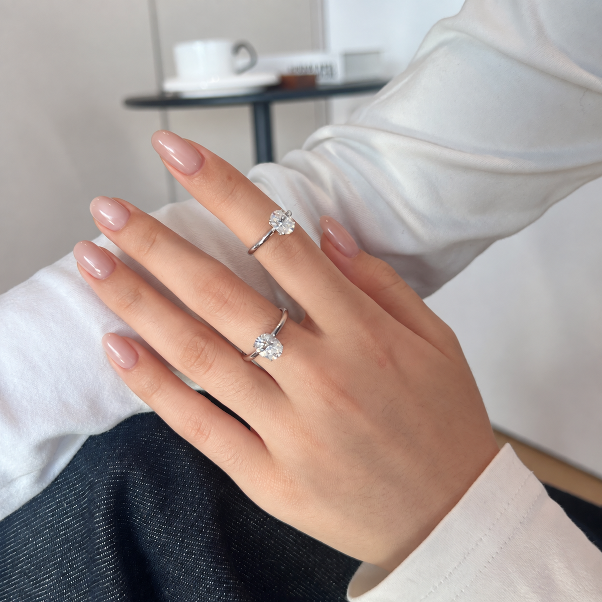 Anillo solitario de moissanita 2 ct en plata