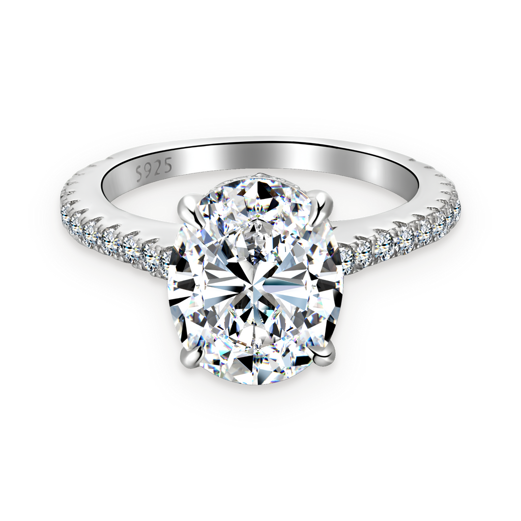 Anillo solitario de moissanitas 5 ct en plata