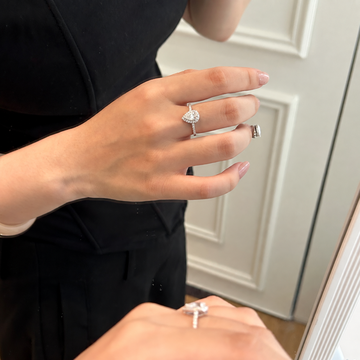 Anillo halo de moissanitas 1 ct en plata