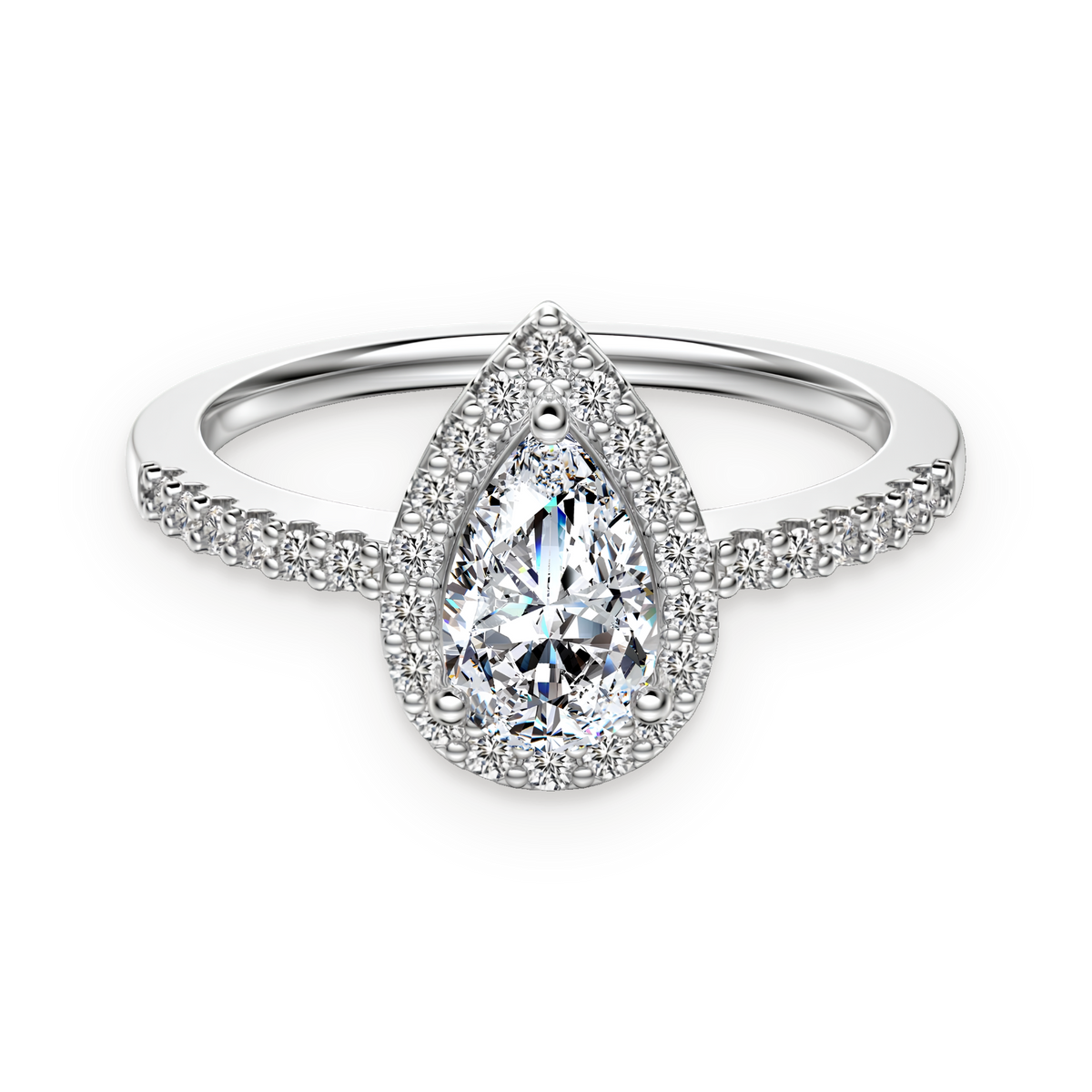 Anillo halo de moissanitas 1 ct en plata