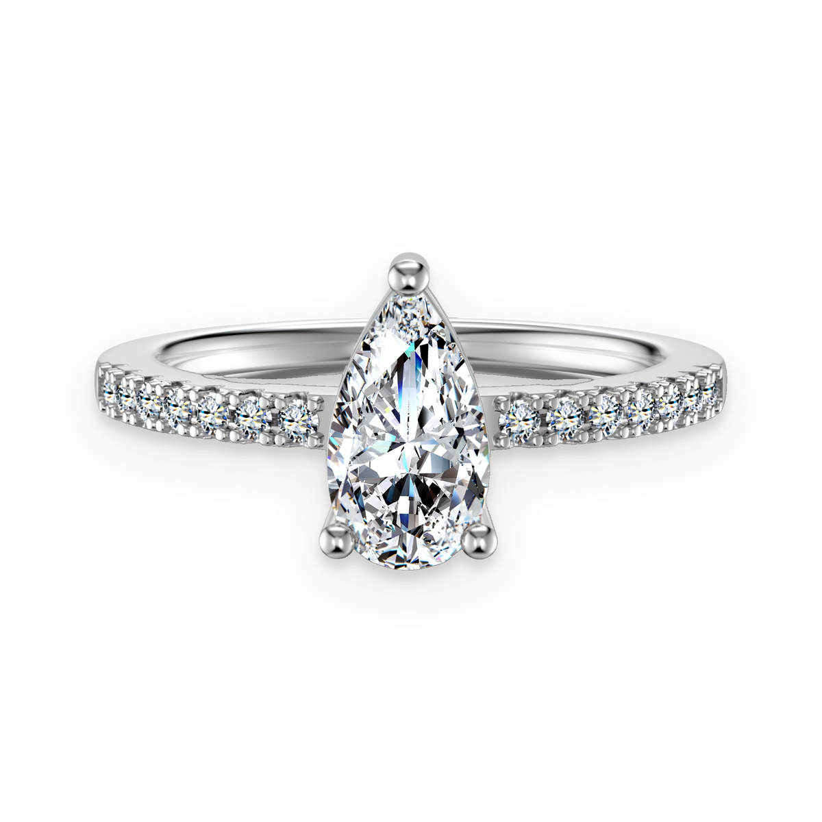 Anillo solitario de moissanitas 1,1 ct en plata