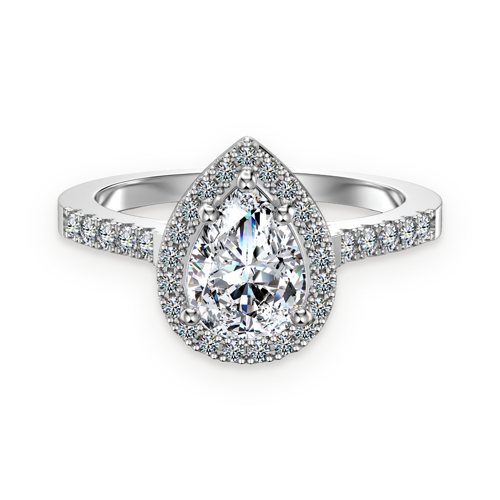 Anillo halo de moissanita 1,25 ct en plata