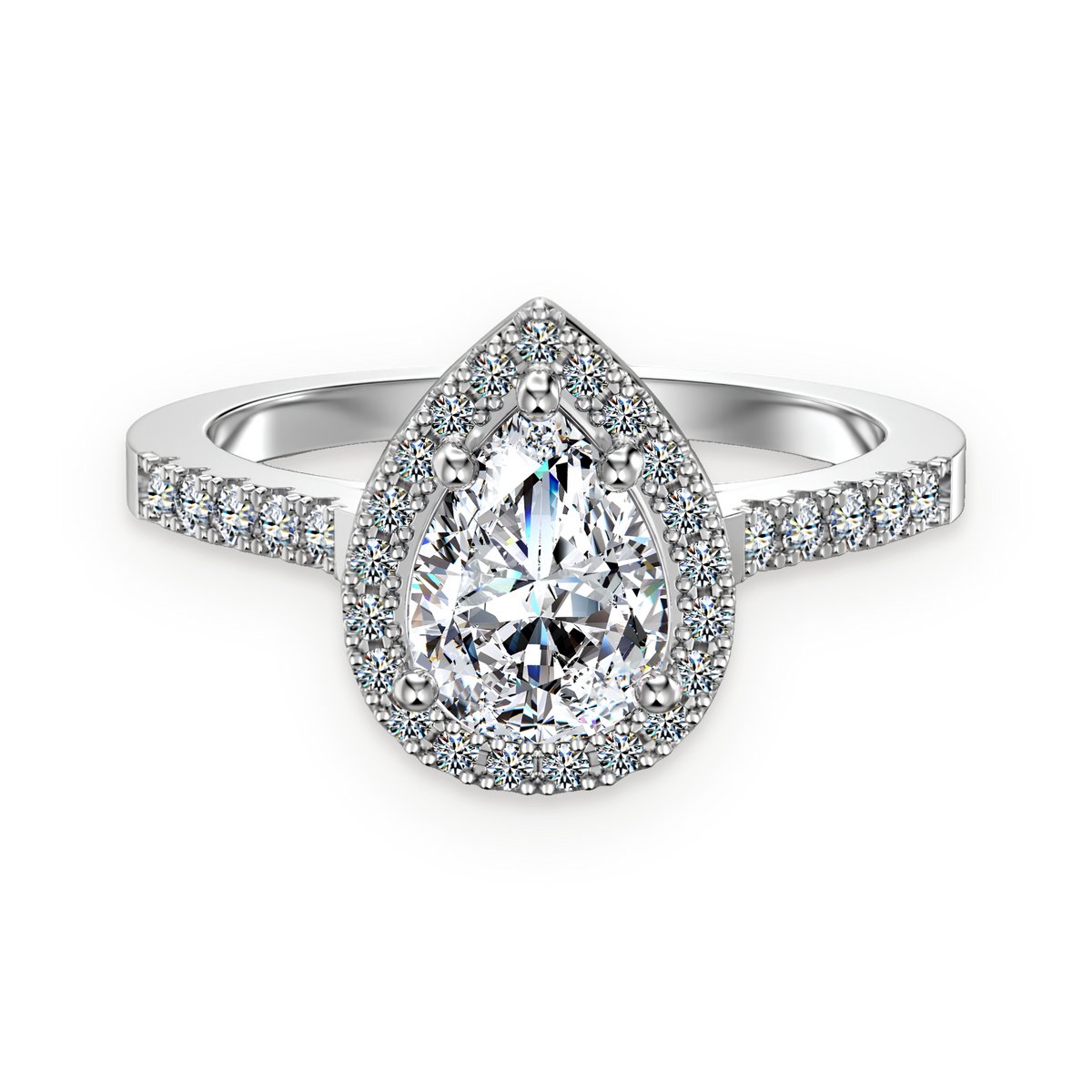 Anillo halo de moissanita 1,25 ct en plata