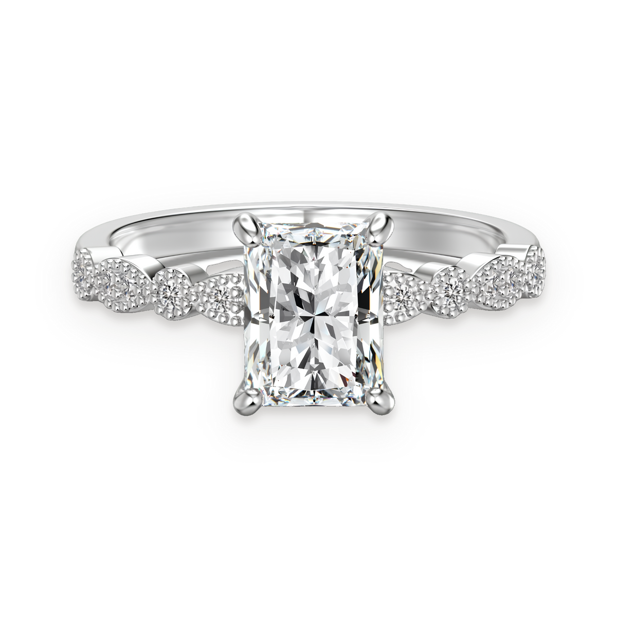 Anillo solitario de moissanita 2 ct en plata
