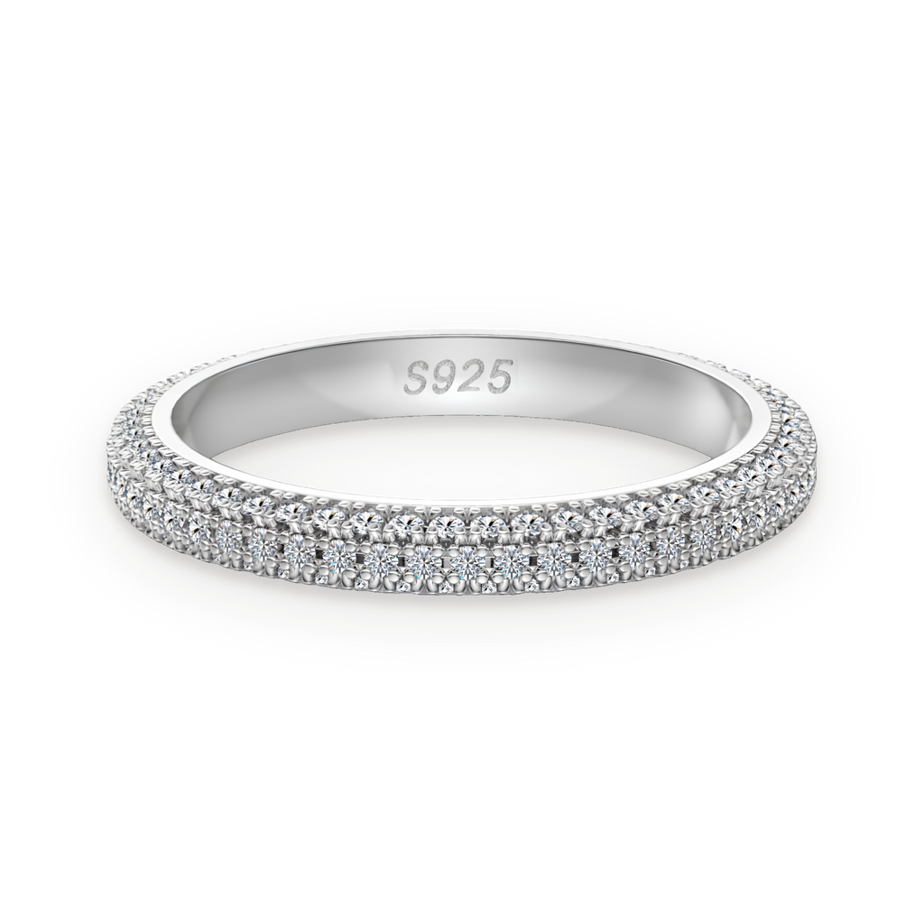 Anillo de banda pavé de moissanitas 0,735 ct en plata