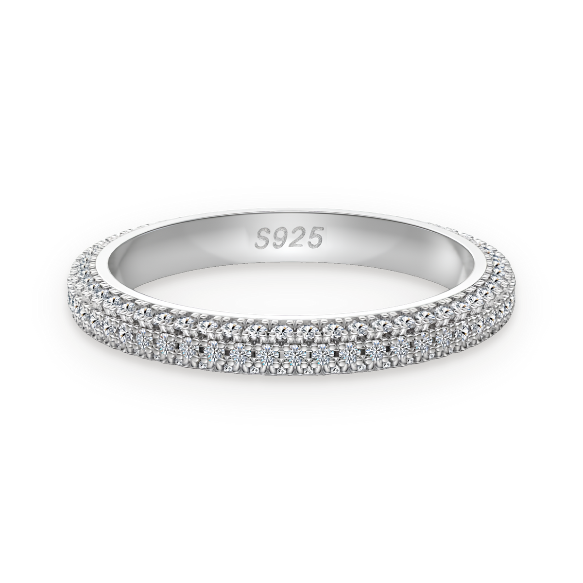 Anillo de banda pavé de moissanitas 0,735 ct en plata