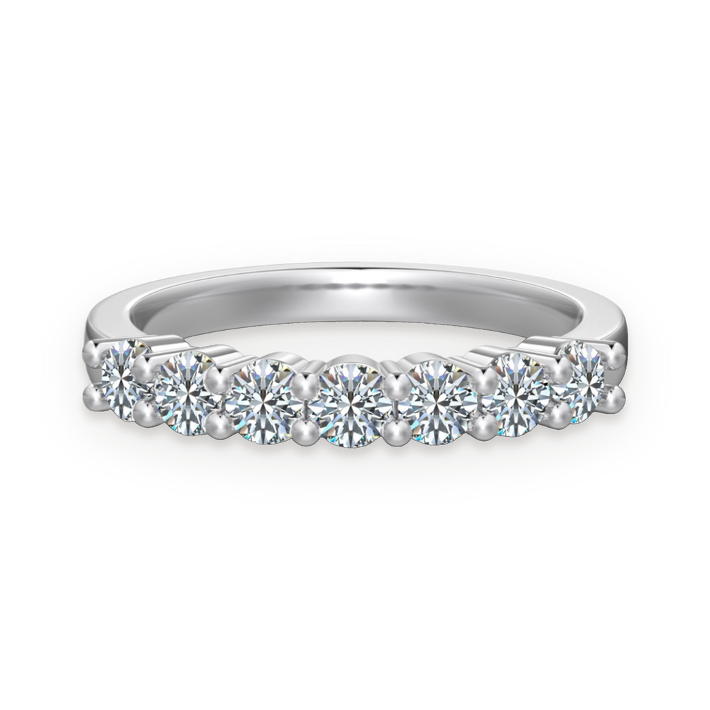 Anillo media alianza de moissanitas 0,7 ct en plata