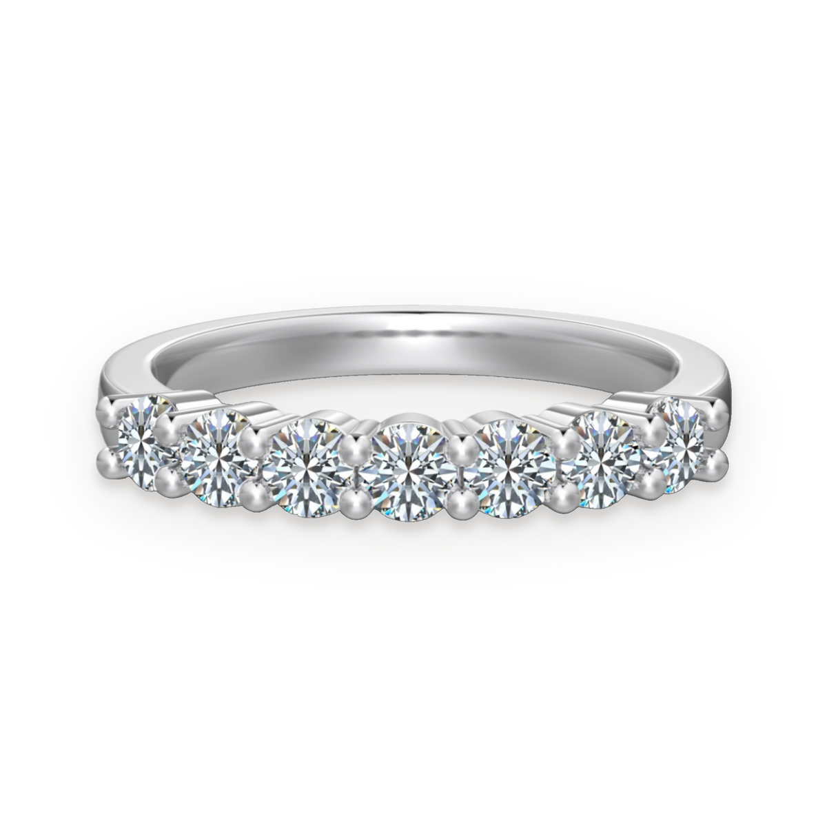 Anillo media alianza de moissanitas 0,7 ct en plata