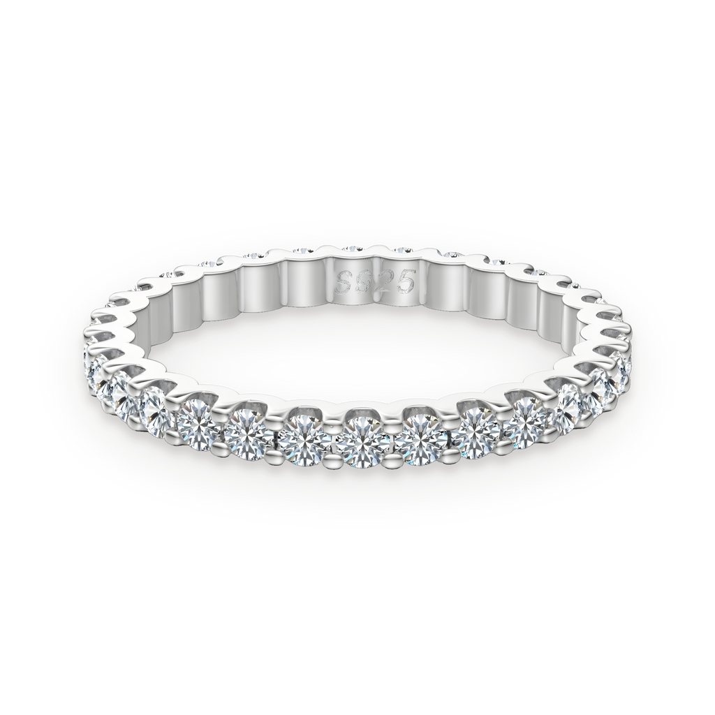 Anillo eternity de moissanitas 0,84 ct en plata