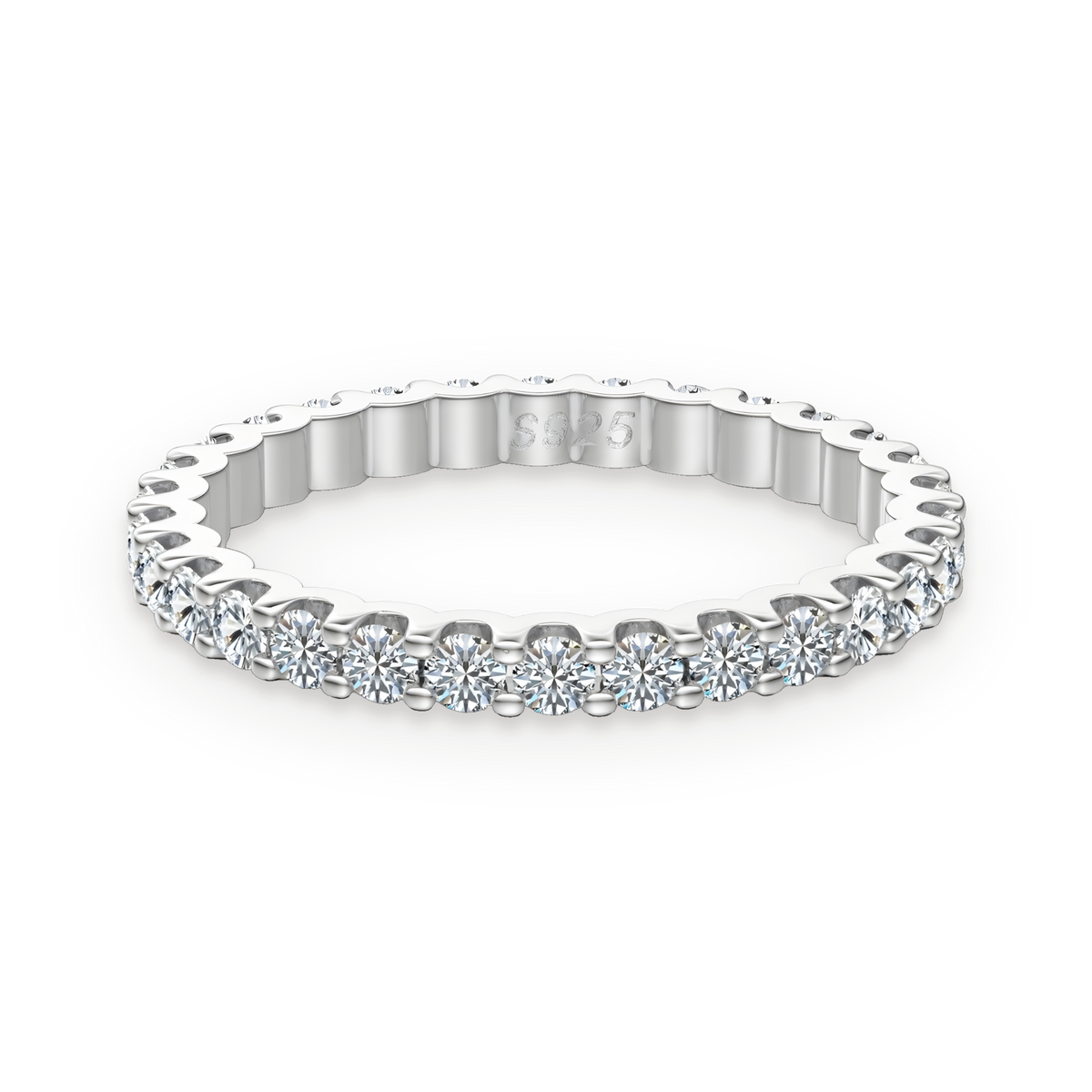 Anillo eternity de moissanitas 0,84 ct en plata
