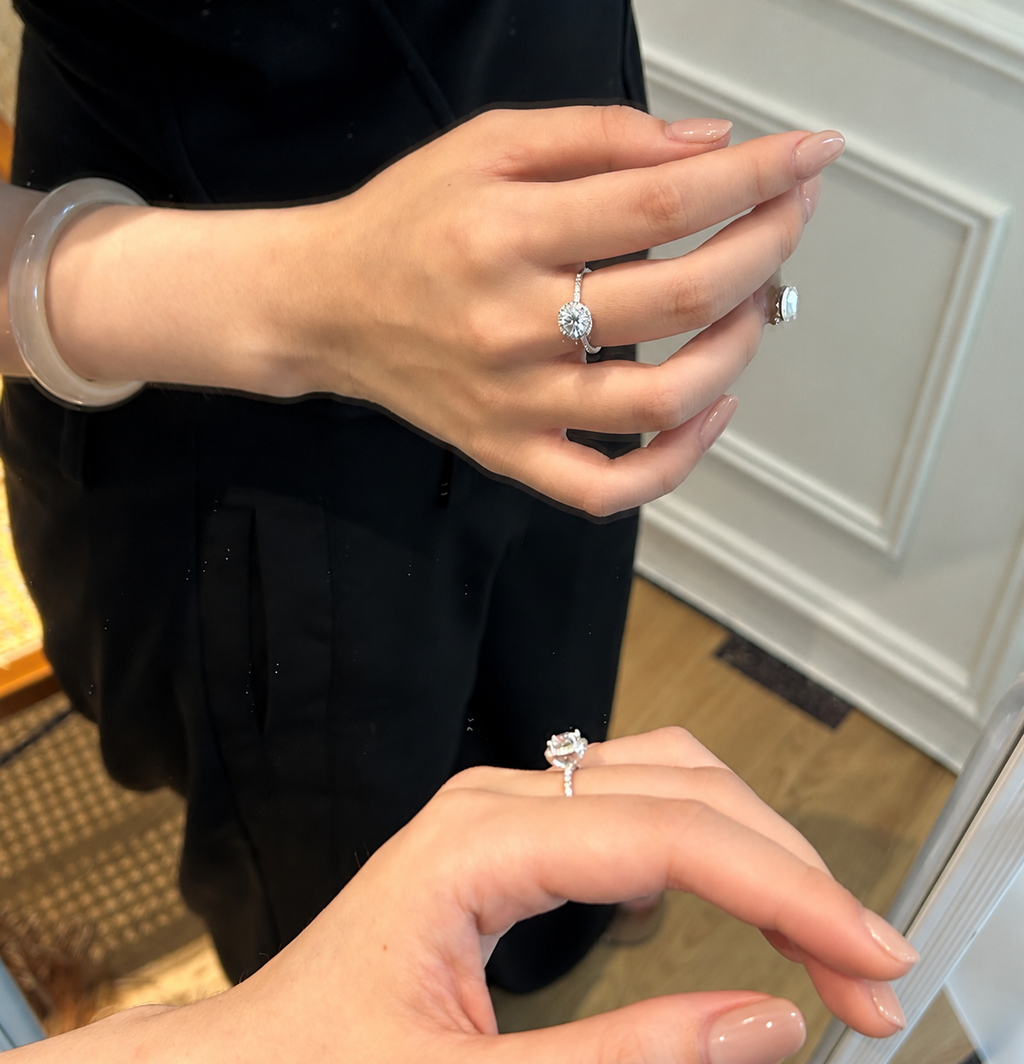 Anillo halo de moissanitas 1,0 ct en plata