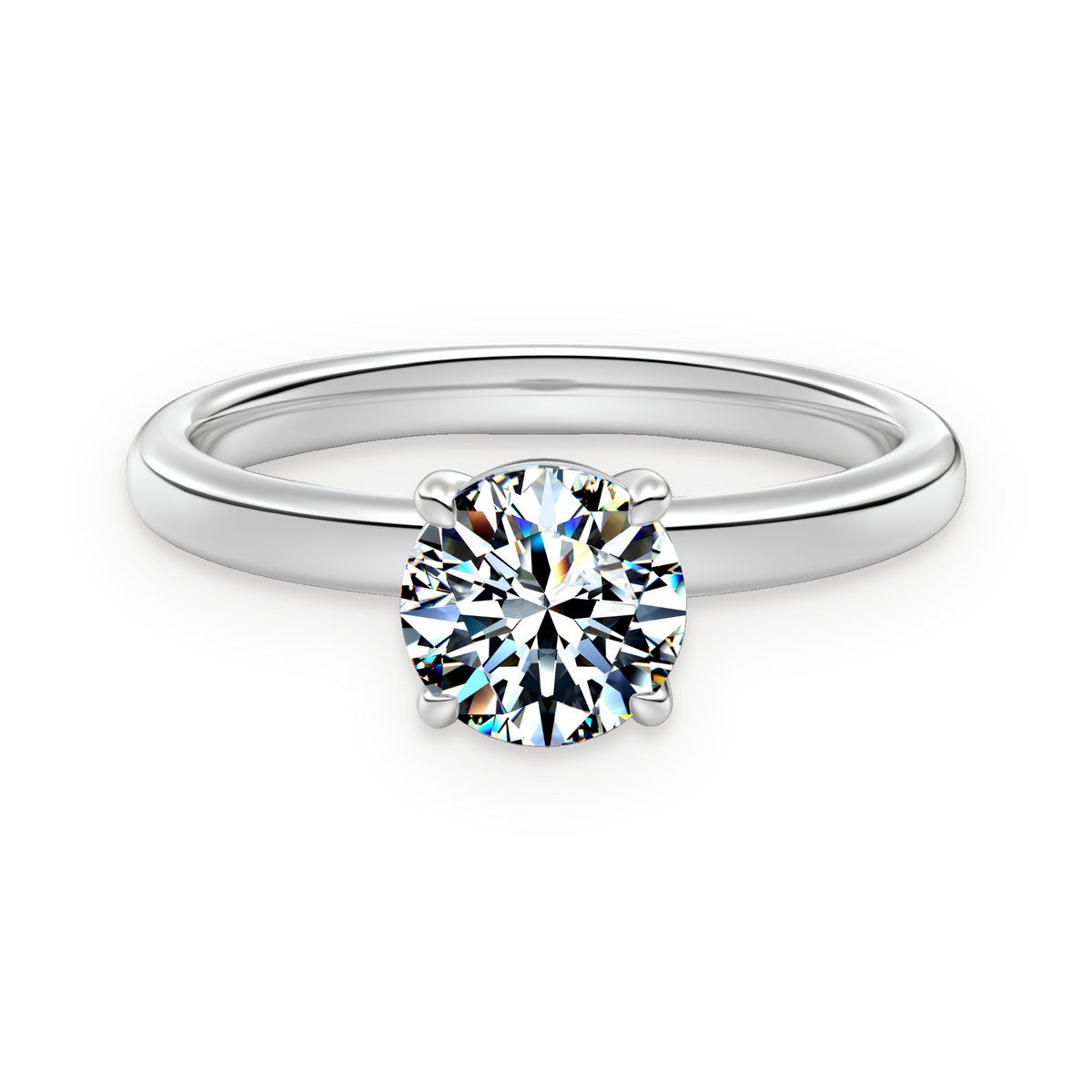 Anillo solitario de moissanita 1,0 ct en plata