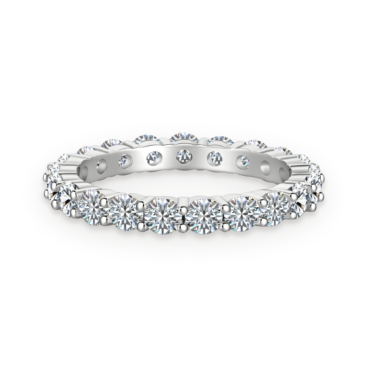 Anillo eternity de moissanitas 1,9 ct en plata