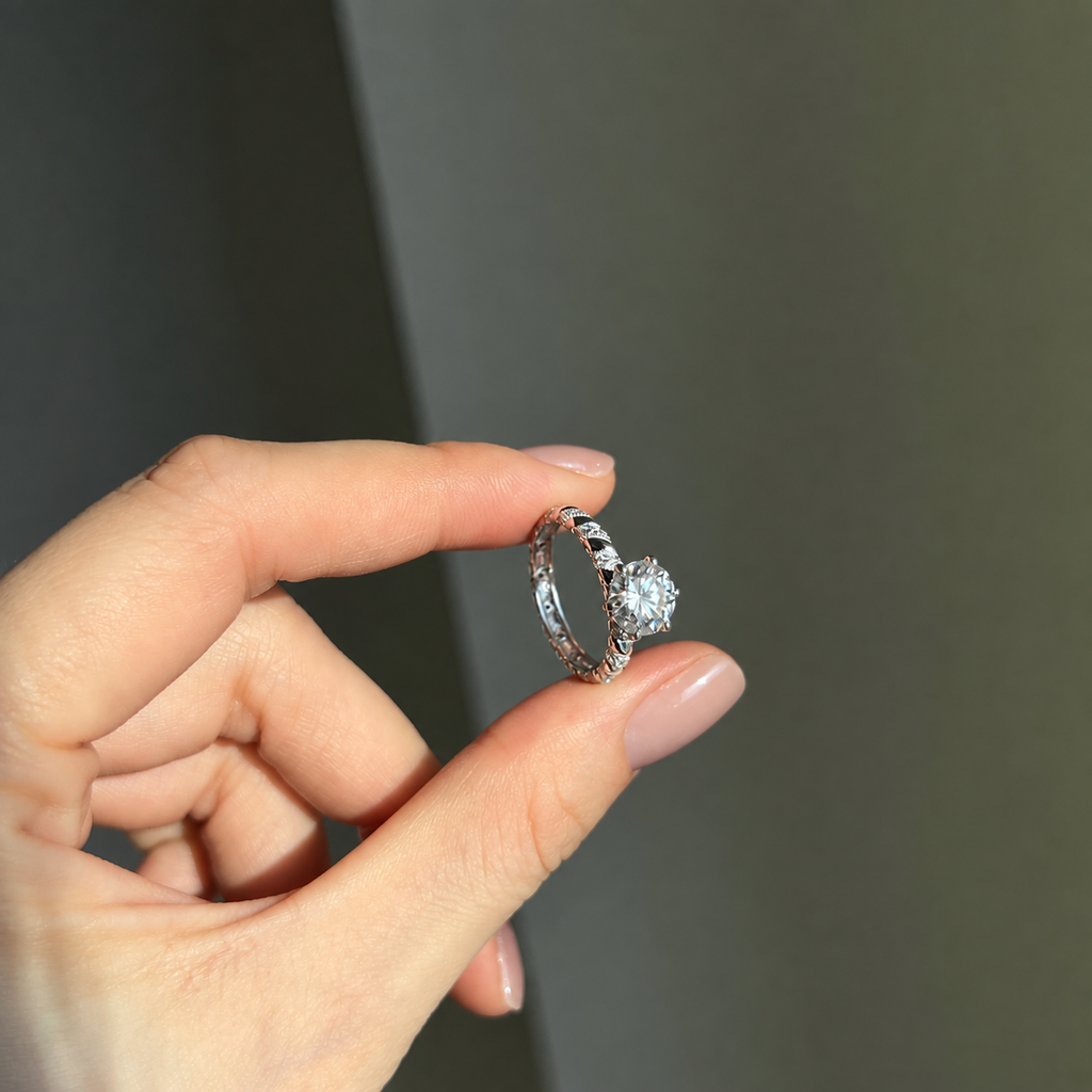 Anillo solitario de moissanita 2 ct en plata