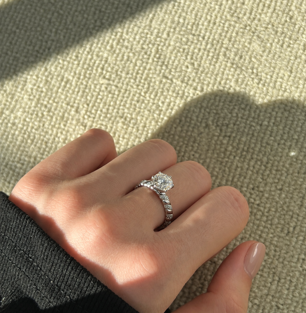 Anillo solitario de moissanita 2 ct en plata