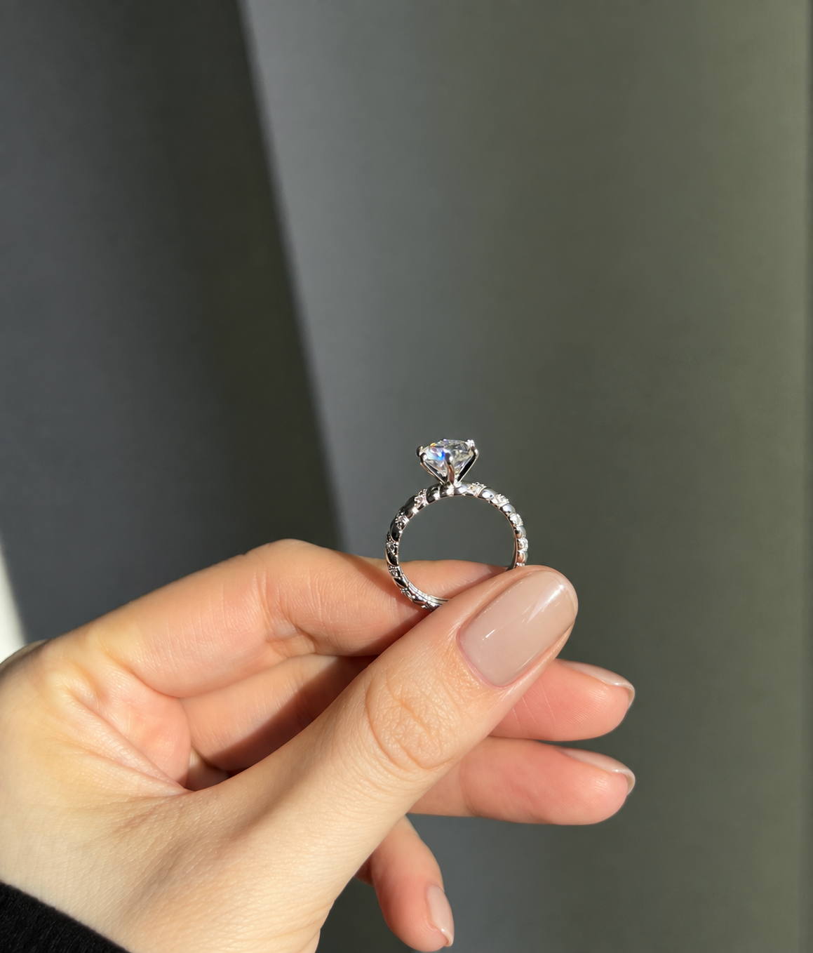 Anillo solitario de moissanita 2 ct en plata