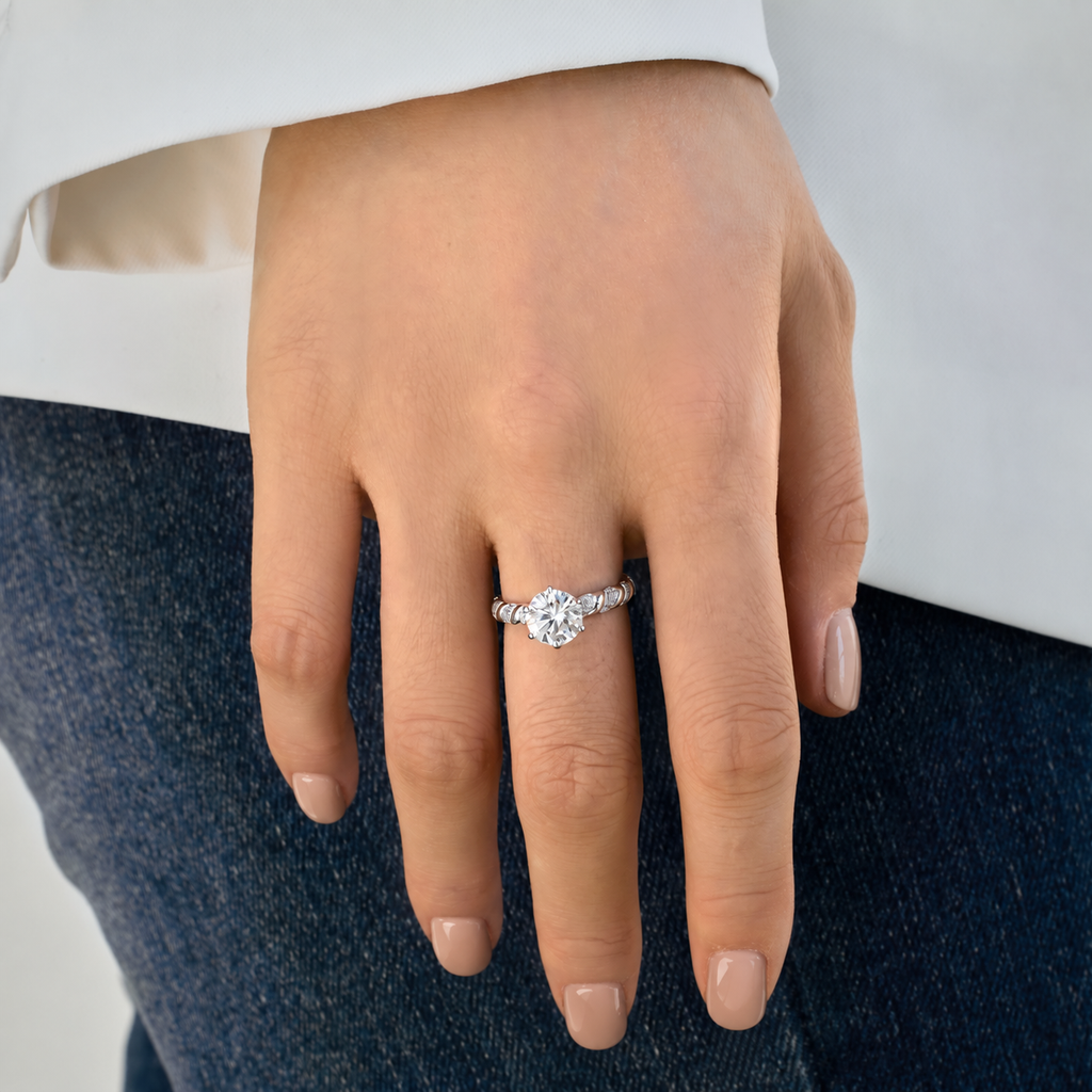 Anillo solitario de moissanita 2 ct en plata