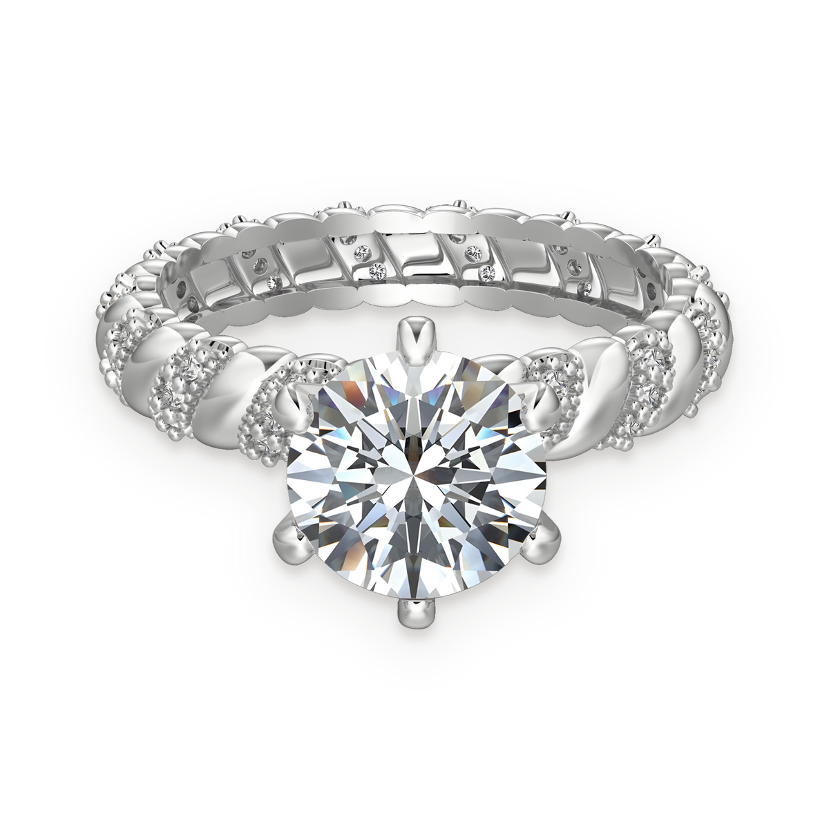 Anillo solitario de moissanita 2 ct en plata