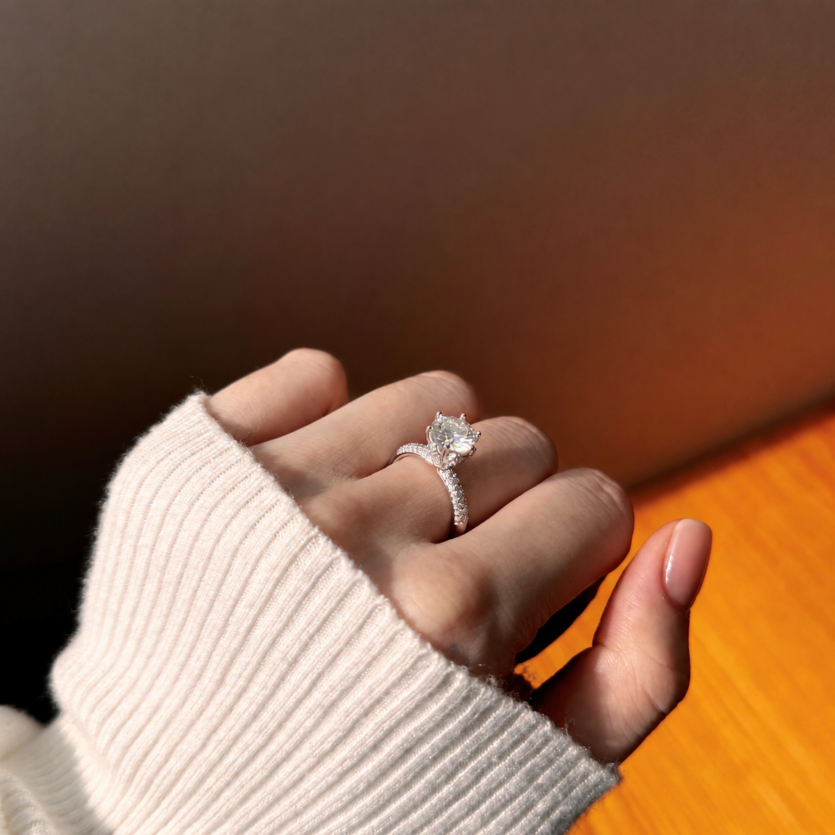 Anillo solitario de moissanita 2 ct en plata