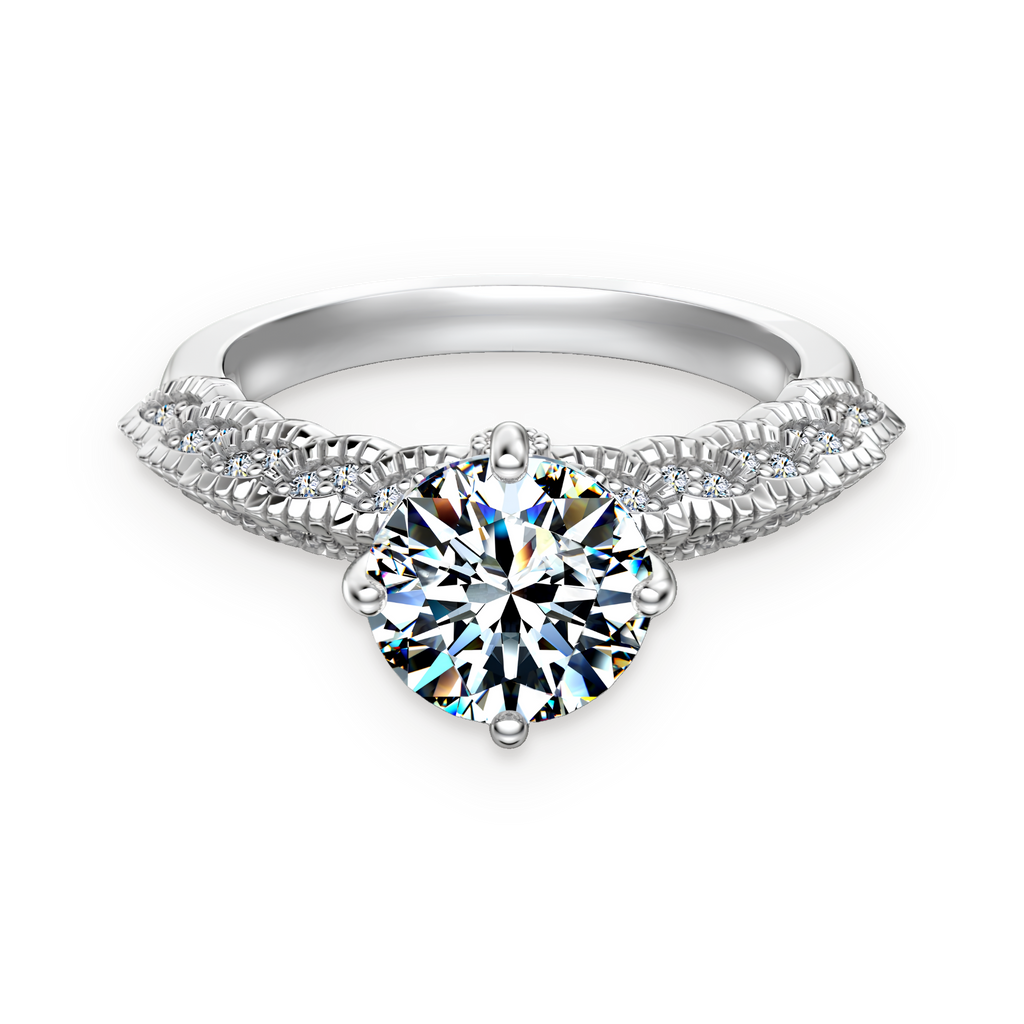 Anillo trenzado pavé de moissanita 2 ct en plata