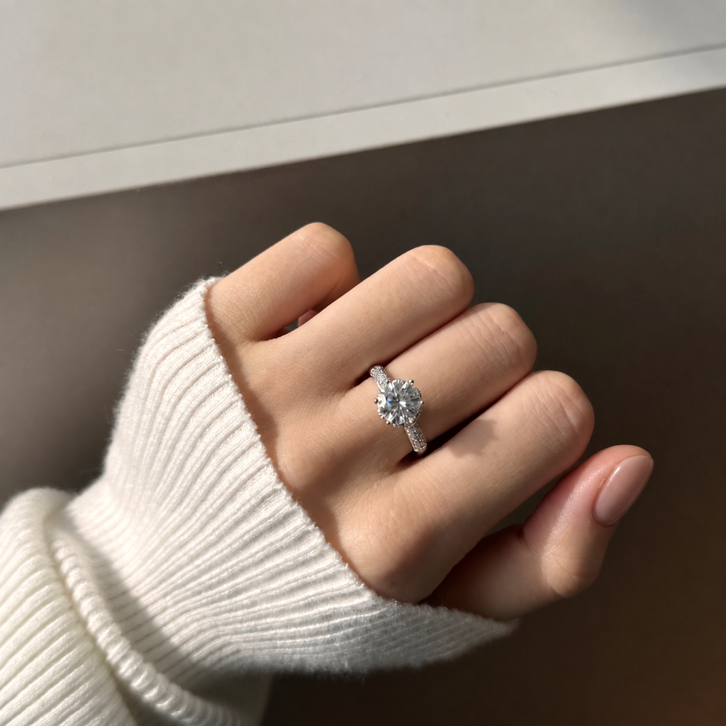 Anillo solitario de moissanita 2 ct en plata