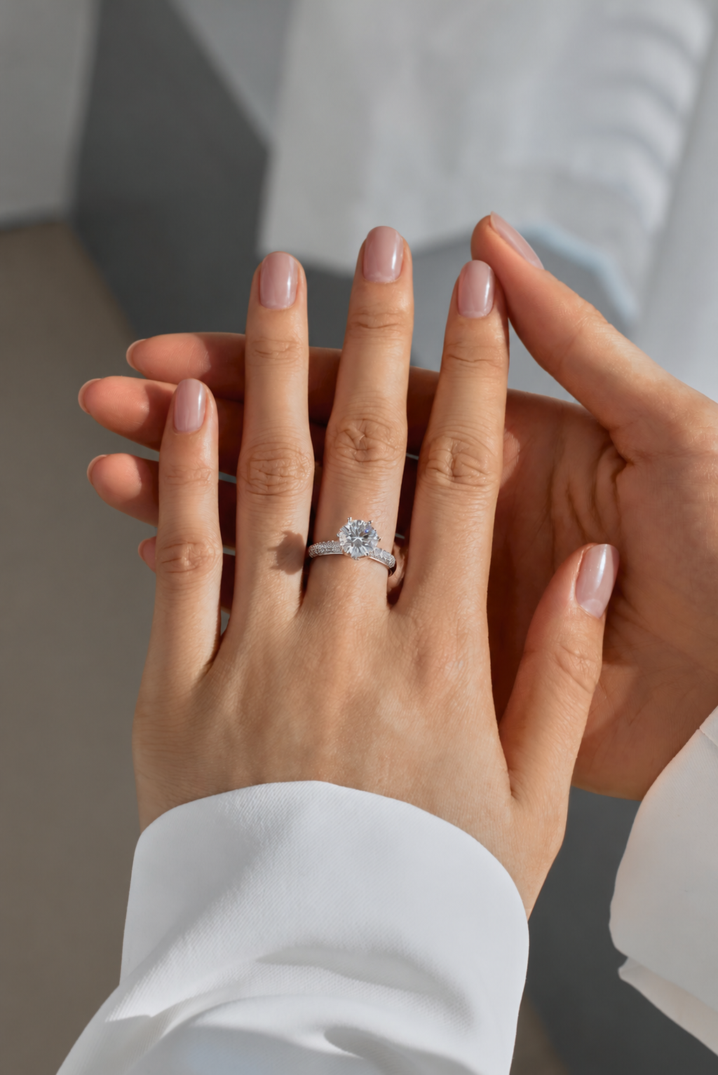 Anillo solitario de moissanita 2 ct en plata
