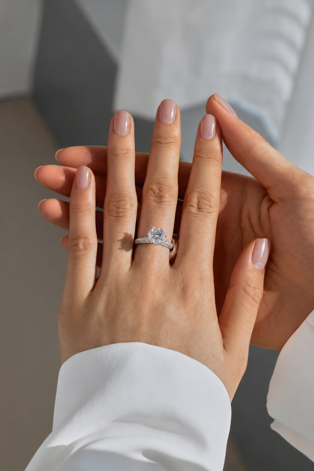 Anillo solitario de moissanita 2 ct en plata