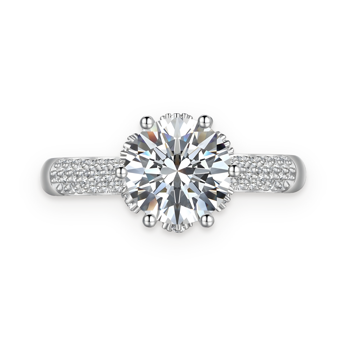 Anillo solitario de moissanita 2 ct en plata