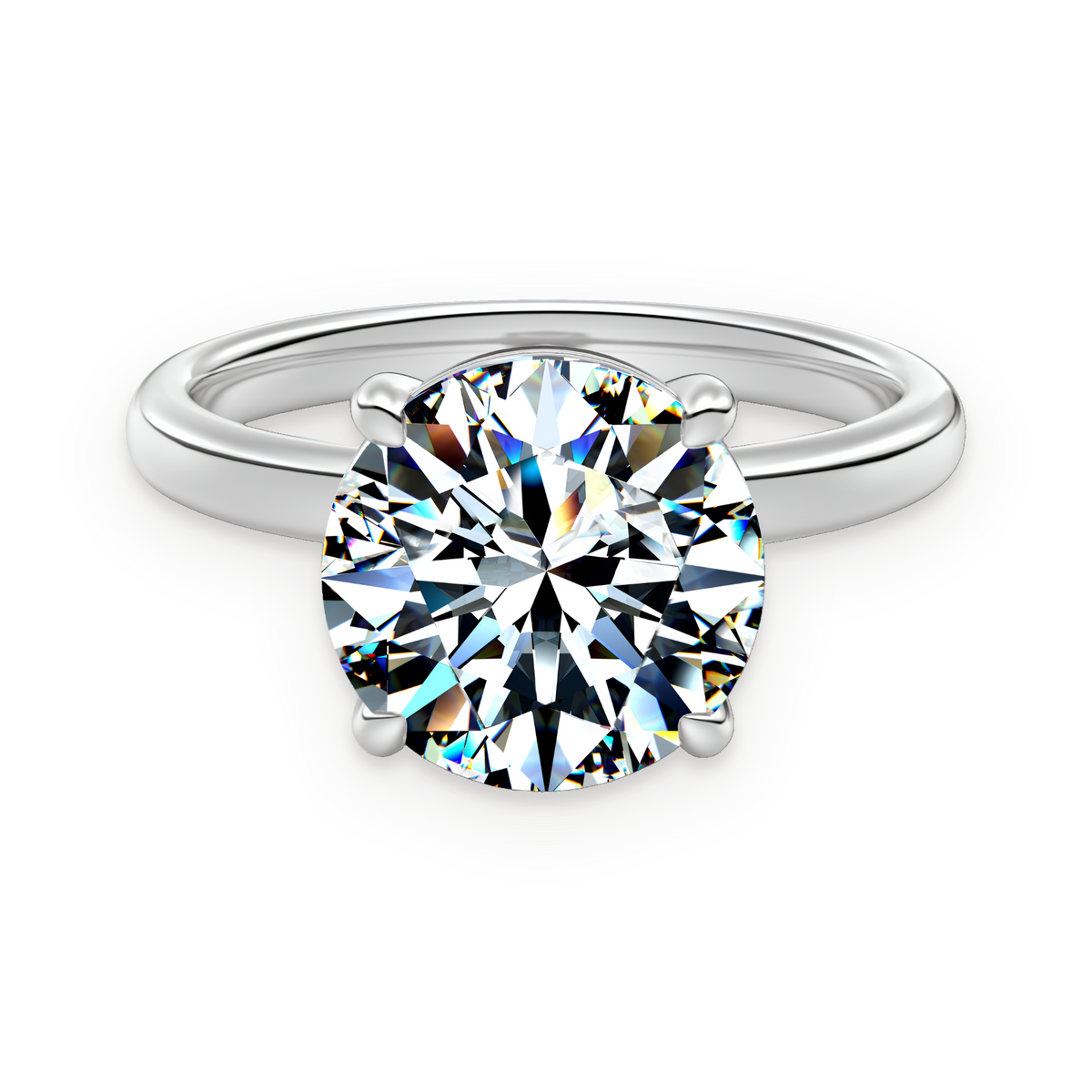 Anillo solitario de moissanita 4 ct en plata