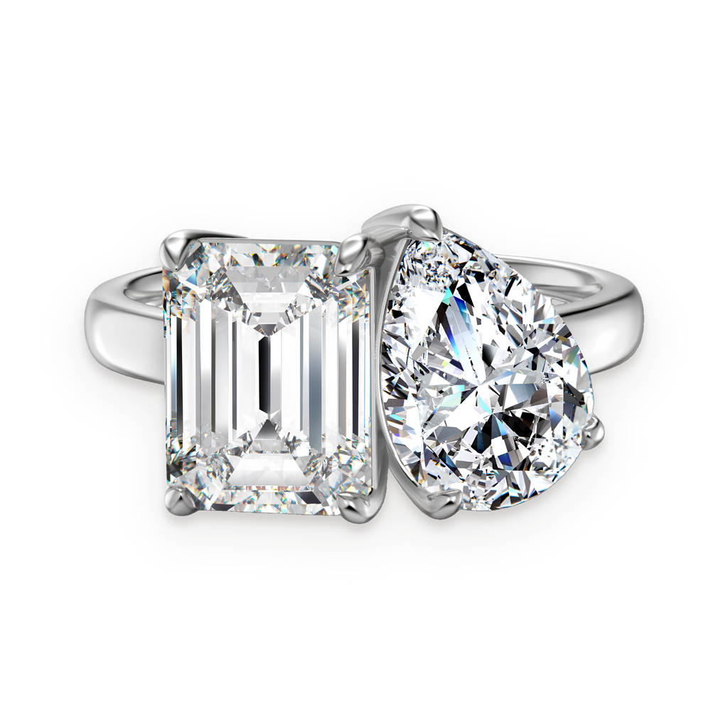 Anillo toi et moi de moissanitas 5 ct en plata