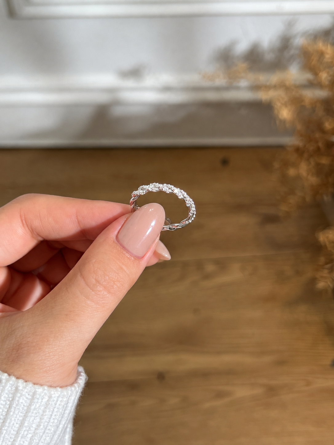 Anillo trenzado de moissanitas 0,245 ct en plata
