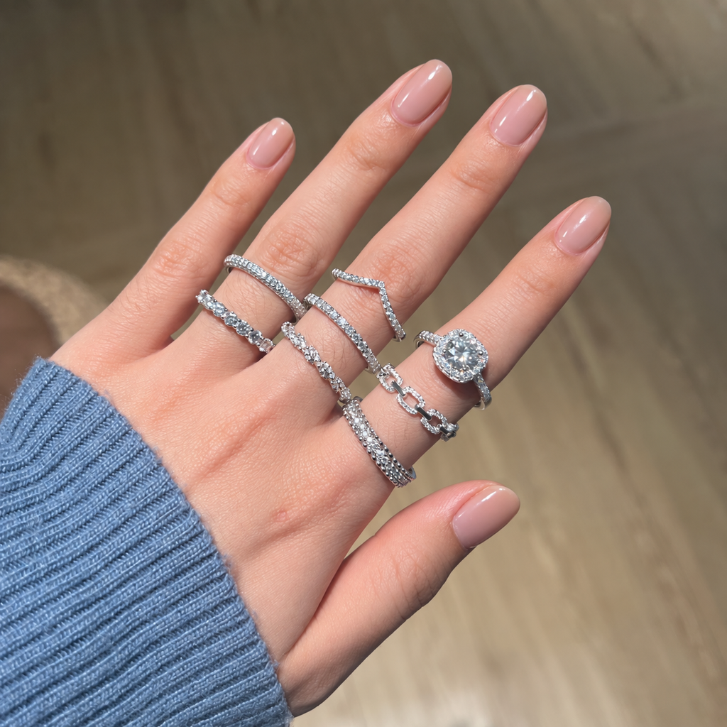 Anillo trenzado de moissanitas 0,245 ct en plata