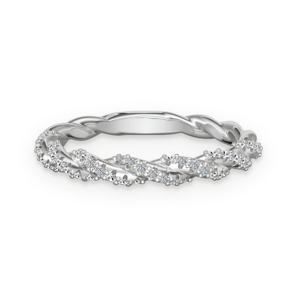 Anillo trenzado de moissanitas 0,245 ct en plata