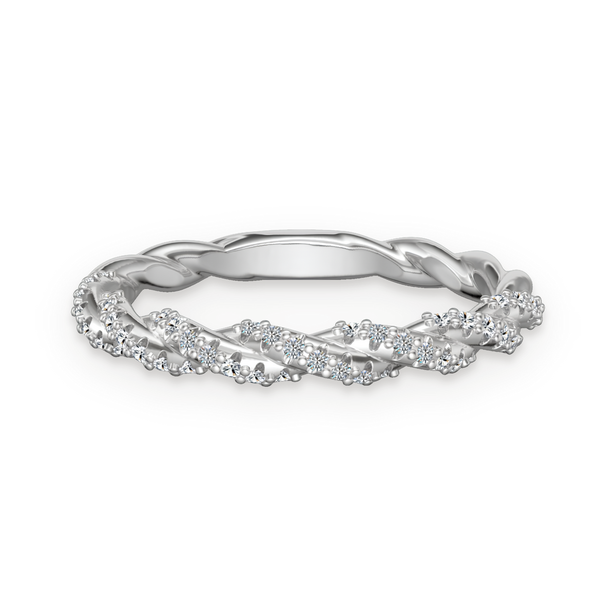 Anillo trenzado de moissanitas 0,245 ct en plata