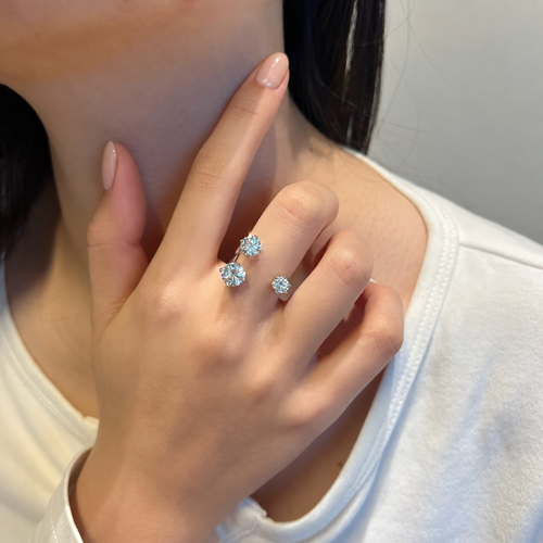 Anillo abierto de moissanitas 2,5 ct en plata