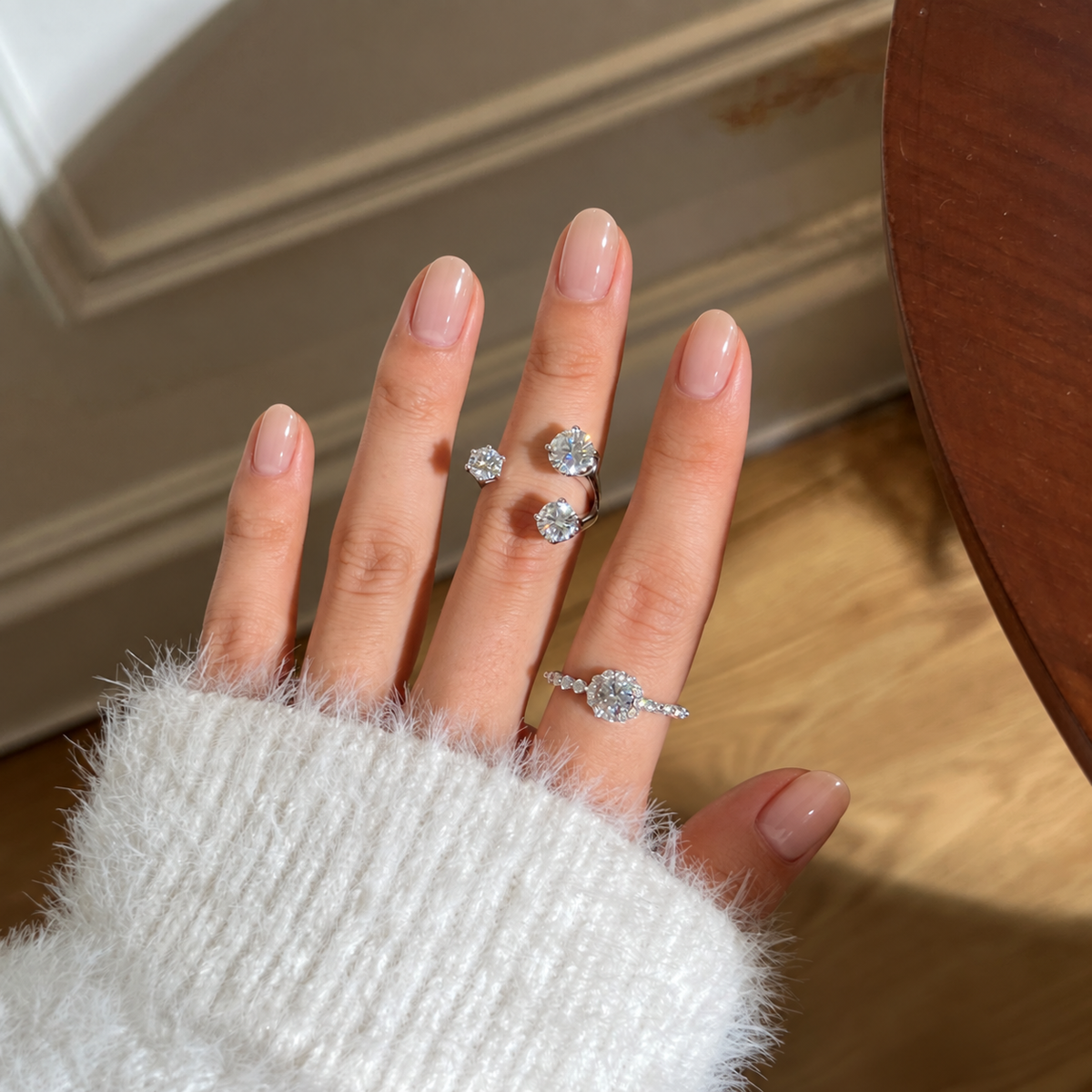 Anillo trío de moissanitas 2,5 ct en plata