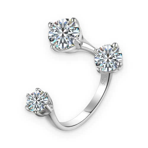 Anillo trío de moissanitas 2,5 ct en plata