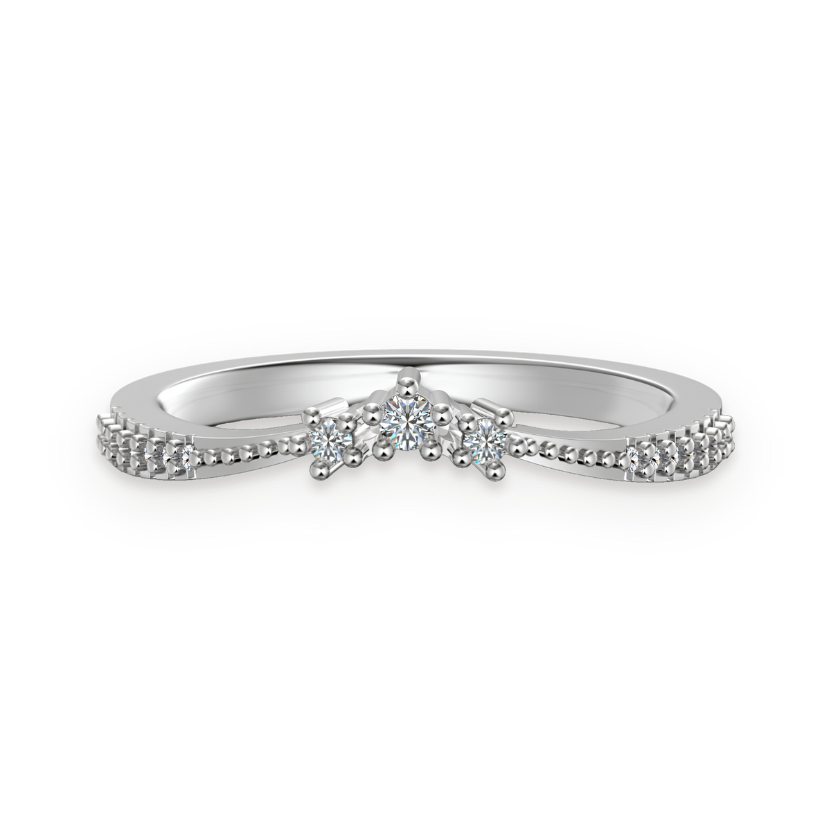Anillo de tres piedras de moissanitas 0,12 ct en plata