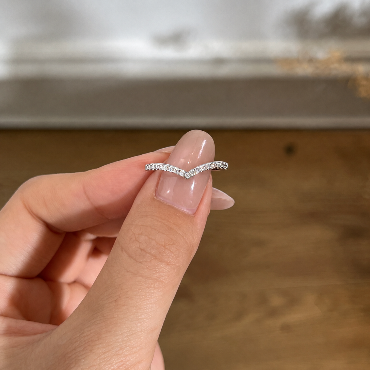Anillo en V de moissanitas 0,19 ct en plata