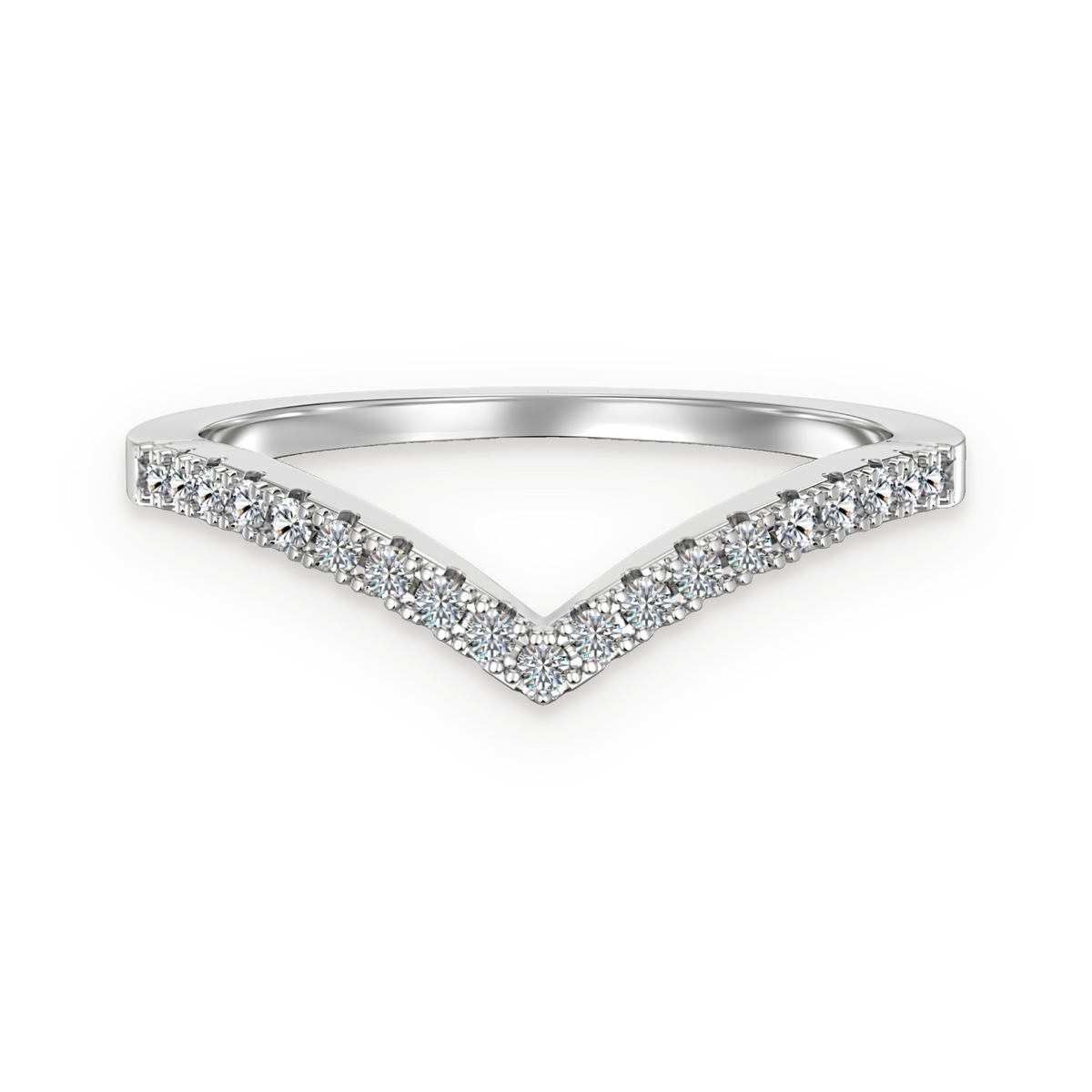 Anillo en V de moissanitas 0,19 ct en plata